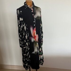 Elegant Black and Multicolor Long Sleeve Dress